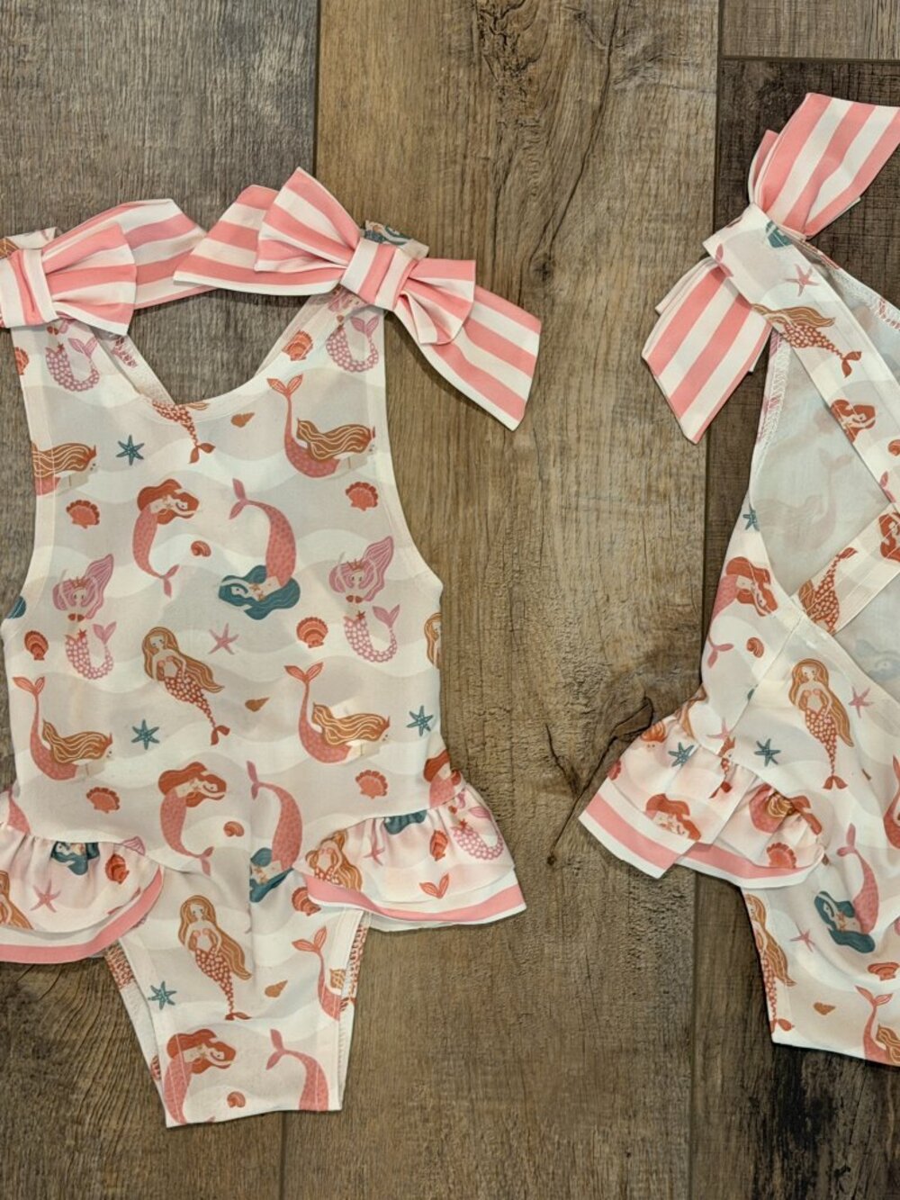 Lot of 2 Twin Girl Matching Mermaid Bathing Suits